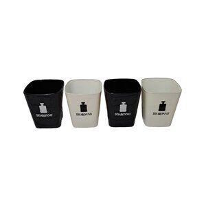 Set Of 4 Disaronno Black And White Square Drinking Glasses Liqueur Liquor